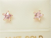 13A- 14k Gold Pink Cubic Zirconia Star Earrings