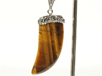 3A- Sterling Silver Tiger Eye & Crystal Pendant