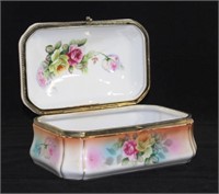 Porcelain Glove Box W/Flower Decor