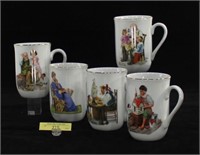 Five Norman Rockwell Cups
