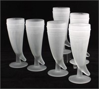 Six Satinized Glass Horn Glasses