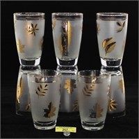 Eight Tumblers W/Gold Leaves Design