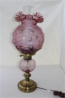 Glass and Metal Table Lamp with Lavender