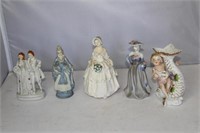 Five Figurines in Porcelain and Chalk