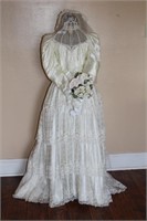 Vintage Wedding Dress on Wire Form
