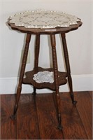 Wood Side Table with Pie Crust Edge