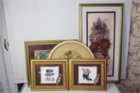 Five Framed Decorative Prints Featuring