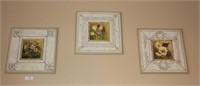 Three Painted Floral Wood Panels