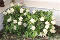 Two Faux Rose and Fern Centerpieces