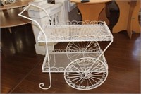 Wrought Iron Tea Cart with Decorative