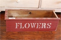 Wood Flower Box Painted Red and