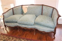 Wood Frame Couch with Molded Crest