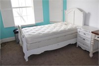 Painted Wood Twin Bed with Head and