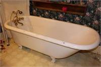Vintage Bathtub on Lobed Feet with Brass