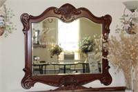 Wood Frame Wall Mirror with Shell and