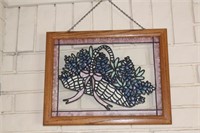 Wood Frame Colored Glass Pane with