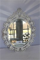 Vintage Mirror in Pierced Oval Metal