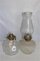 Two Pressed Glass Oil Lamp bases.