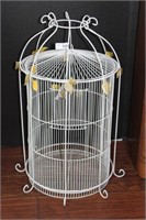 Painted Wire Bird Cage with Scrolled Legs