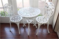Painted Metal Patio Bistro Set with Table