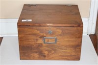 Hinged Wood File Box with Side Handles