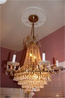 Crystal Chandelier with Six S-Shaped Arms