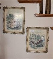 Two Framed Signed French Prints