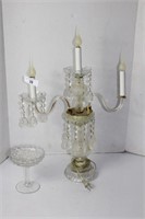 Glass Table Lamp with Three Candlestick