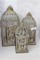 Three Metal Bird Cages in Faux Antique