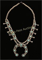 Navajo Turquoise Squash Blossom Necklace