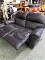 Brown Leather Reclining Loveseat