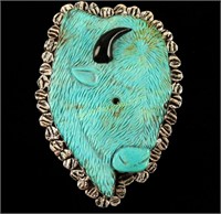 Carved Turquoise Belt Buckle
