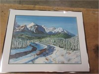 Painting "C.P.Train" - winter scene near Rockies