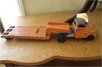 HUBLEY TOY TRUCK AND LOW BOY TRAILER