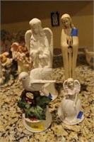 3 ANGELS AND 1 DOVE FIGURINES