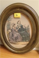 OVAL FRENCH FASHION PLATE FRAMED