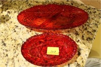 2 PC. RED PATTERN GLASS