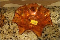 CARNIVAL GLASS BOWL W/FLUTED RIM