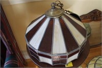 1960'S STAINED GLASS HANGING LIGHT FIXTURE