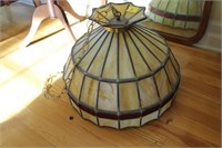 1960'S STAINED GLASS HANGING LIGHT FIXTURE