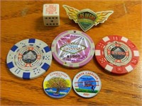 Las Vegas Chips & 2 Colorized Quarters