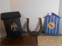 Mailbox, Clock and Horse Shoe