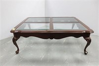 Mahogany and glass top coffee table