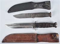 2-WW2 NAVY KABAR COMBAT KNIVES and SHEATHS