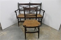 Antique Rush Seat Settee and Chair