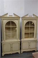 Pair Architectural Corner Cabinets