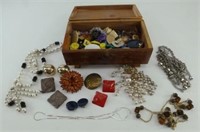 Cedar Box with Vintage Jewelry