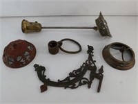 Antique Cast Oil Lamp Bracket & Other Metal
