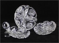 Three Cut Crystal Serving Dishes Minor Chipping