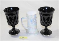 Carnival Glass Mug (Stein) And Two Noritake "